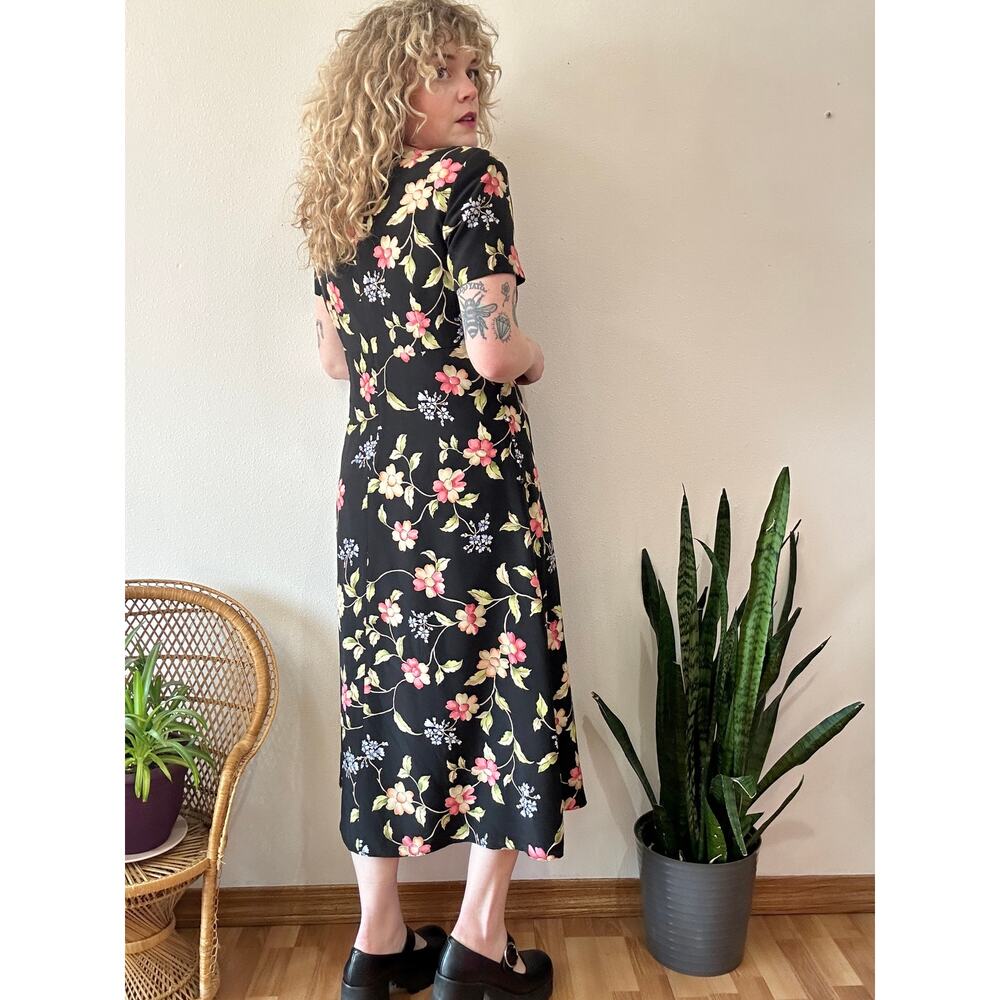 Late 90’s Whimsigoth Floral Silk Maxi Dress 14 - Picture 2 of 13